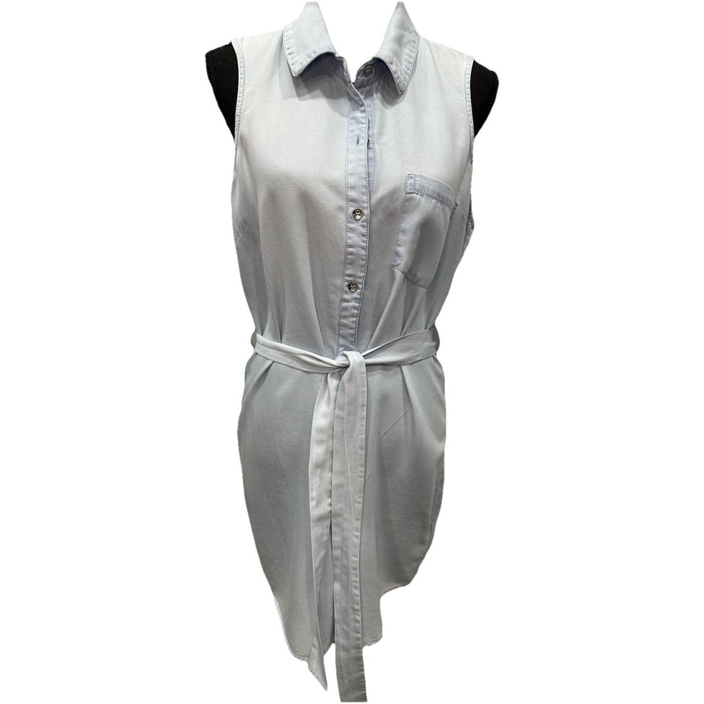 Guess Shirt Dress Women's Size Large Belt Shirt Fitted Dress Collared Button Up